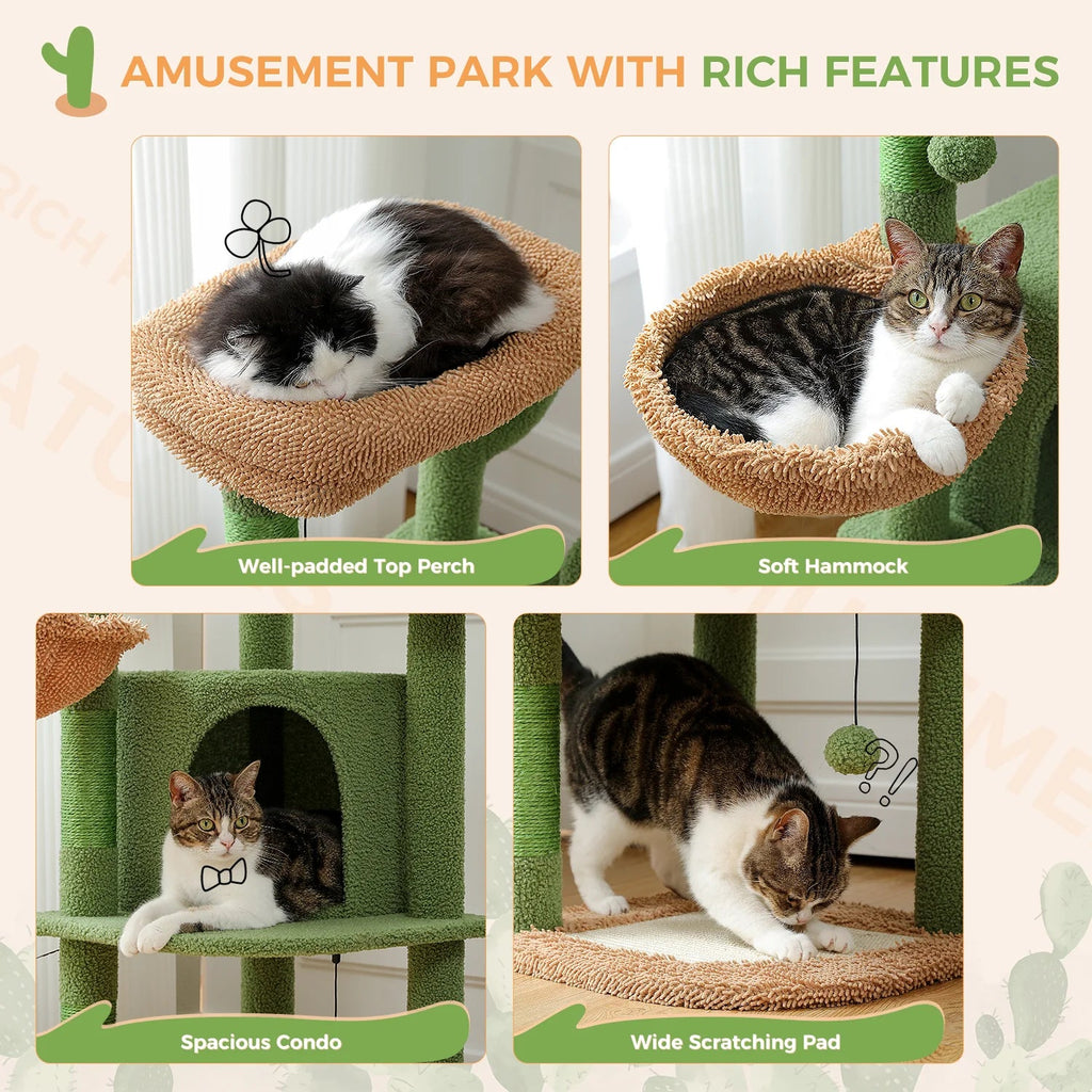 107cm Cactus Cat Tree Tower Condo - House Of Pets Delight (HOPD)