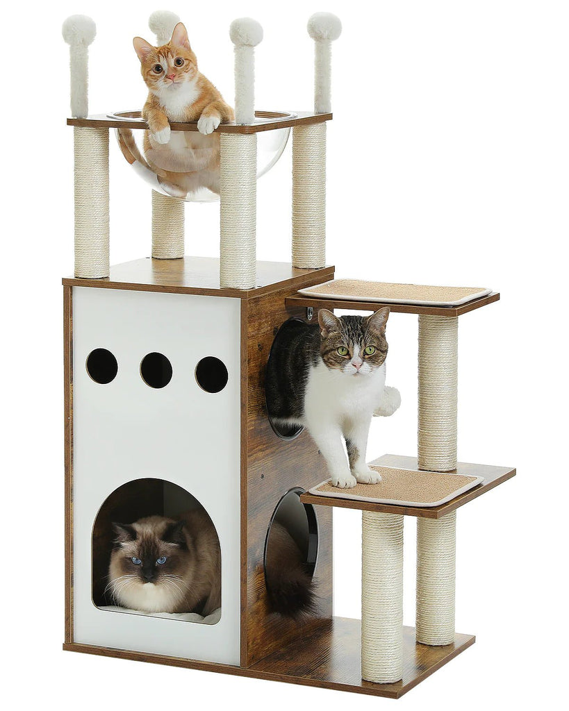 108cm Cat Castle Tower Wooden Condo - Brown - House Of Pets Delight (HOPD)