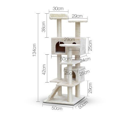134cm Multi Level Cat Post in Beige - House Of Pets Delight (HOPD)