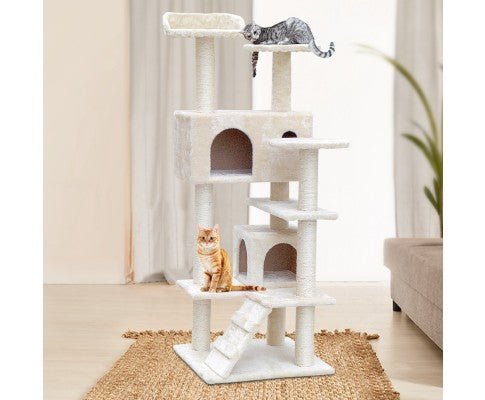 134cm Multi Level Cat Post in Beige - House Of Pets Delight (HOPD)