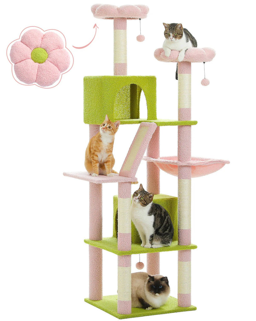 180cm Flower Cat Tree Tower Condo - Pink - House Of Pets Delight (HOPD)