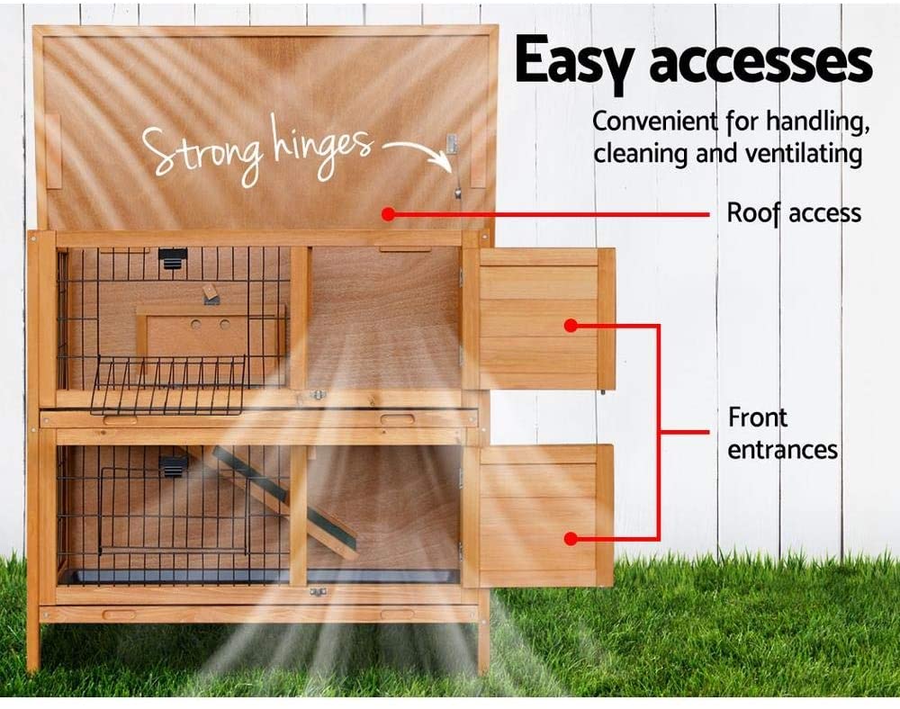 2 Storey Wooden Rabbit Hutch - House Of Pets Delight (HOPD)