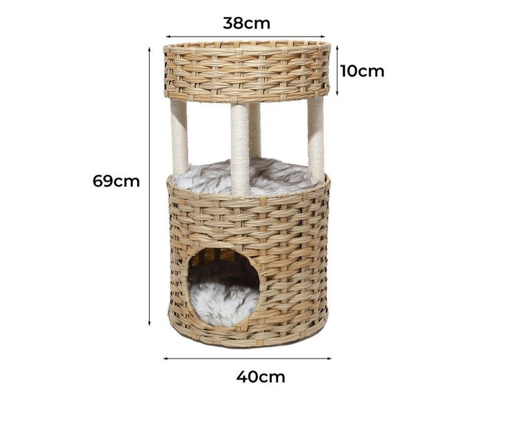 2 Tier Rattan Cat Sleeping Nest - House Of Pets Delight (HOPD)