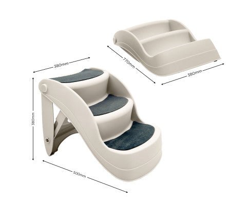 38cm Foldable Pet Stairs Ramp - White - House Of Pets Delight (HOPD)