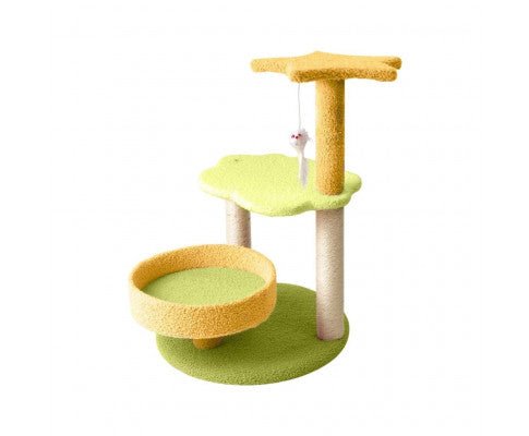 75cm Galaxy Plush Cat Scratching Post in Yellow Green - House Of Pets Delight (HOPD)