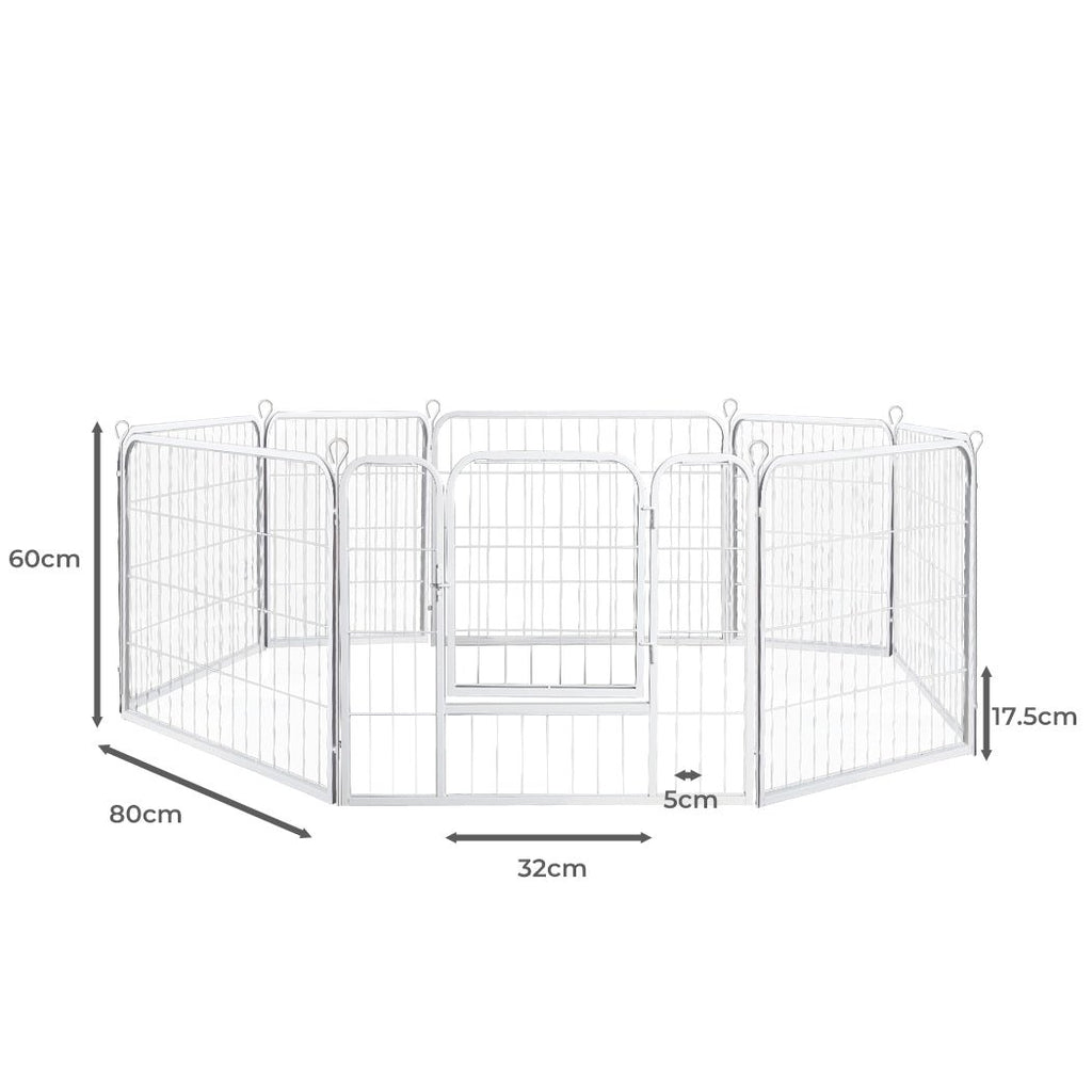 8 Panel 24'' Puppy Exercise Playpen Enclosure - White - House Of Pets Delight (HOPD)