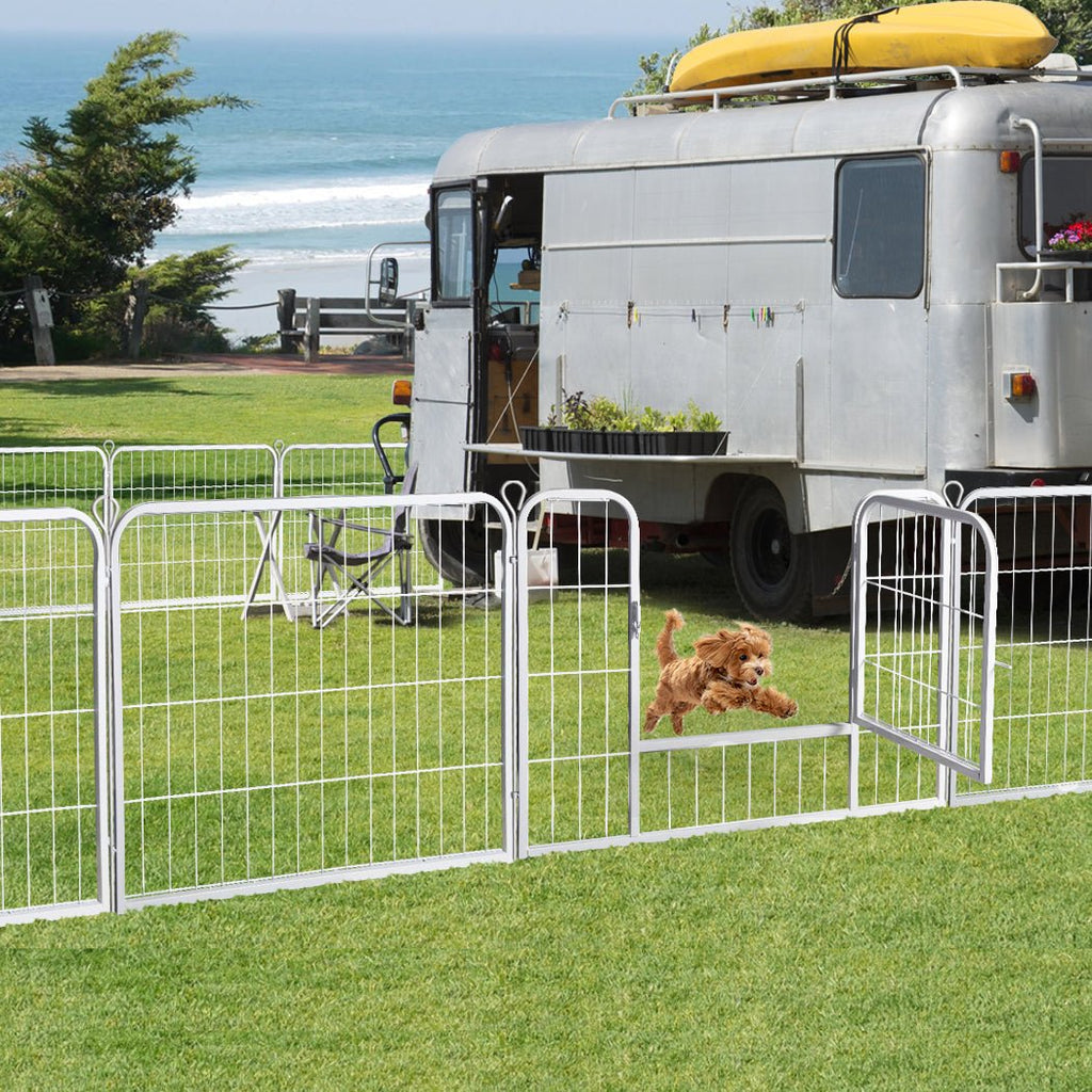 8 Panel 24'' Puppy Exercise Playpen Enclosure - White - House Of Pets Delight (HOPD)