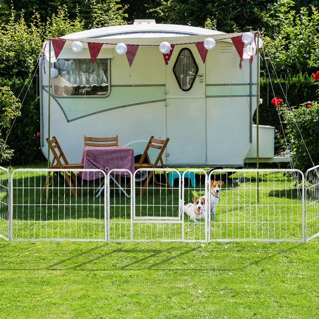 8 Panel 24'' Puppy Exercise Playpen Enclosure - White - House Of Pets Delight (HOPD)