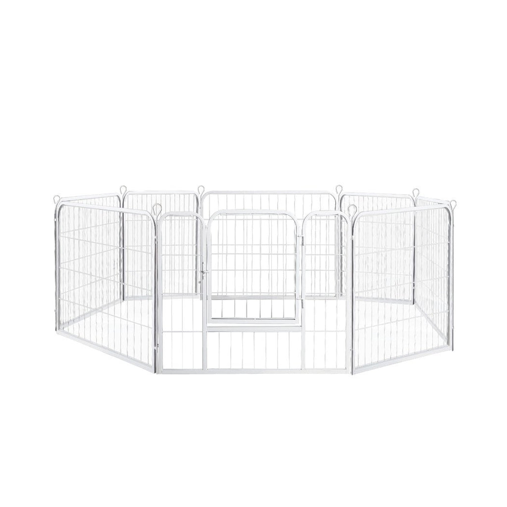 8 Panel 24'' Puppy Exercise Playpen Enclosure - White - House Of Pets Delight (HOPD)