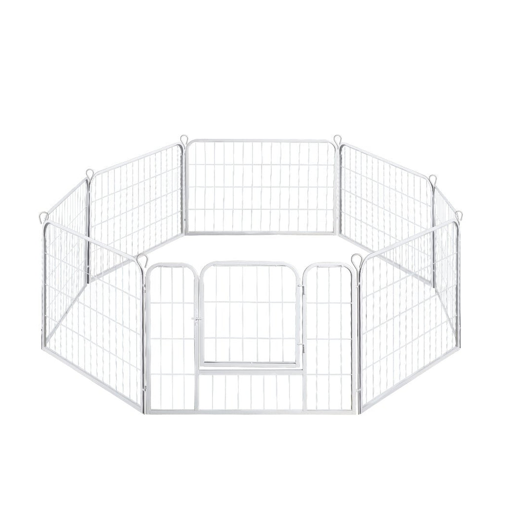 8 Panel 24'' Puppy Exercise Playpen Enclosure - White - House Of Pets Delight (HOPD)