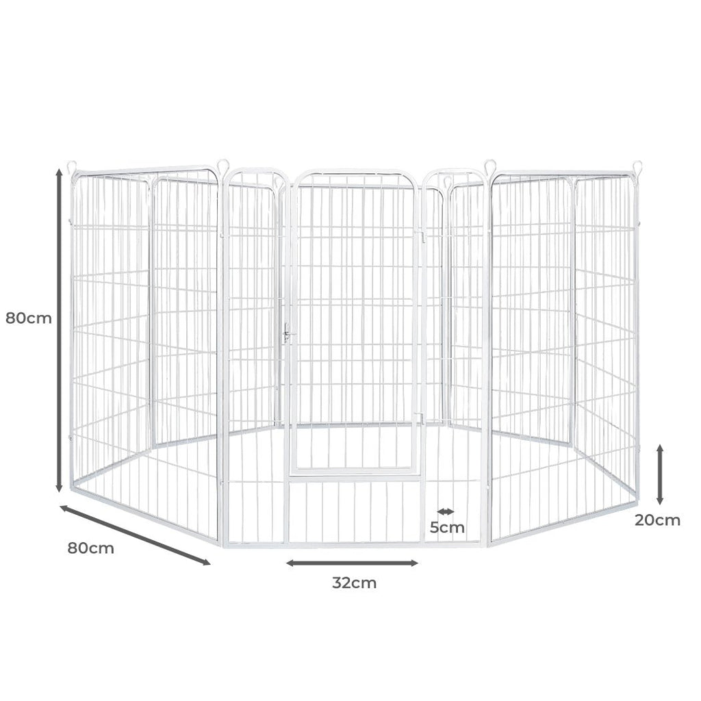 8 Panel 32'' Puppy Exercise Playpen Enclosure - White - House Of Pets Delight (HOPD)