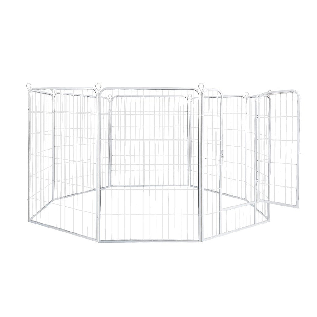 8 Panel 32'' Puppy Exercise Playpen Enclosure - White - House Of Pets Delight (HOPD)