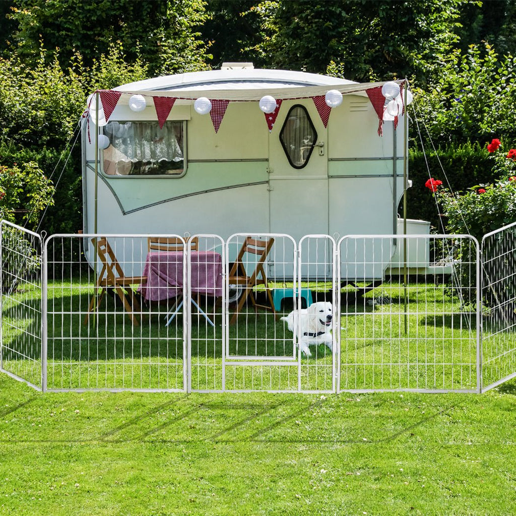 8 Panel 40'' Puppy Exercise Playpen Enclosure - White - House Of Pets Delight (HOPD)