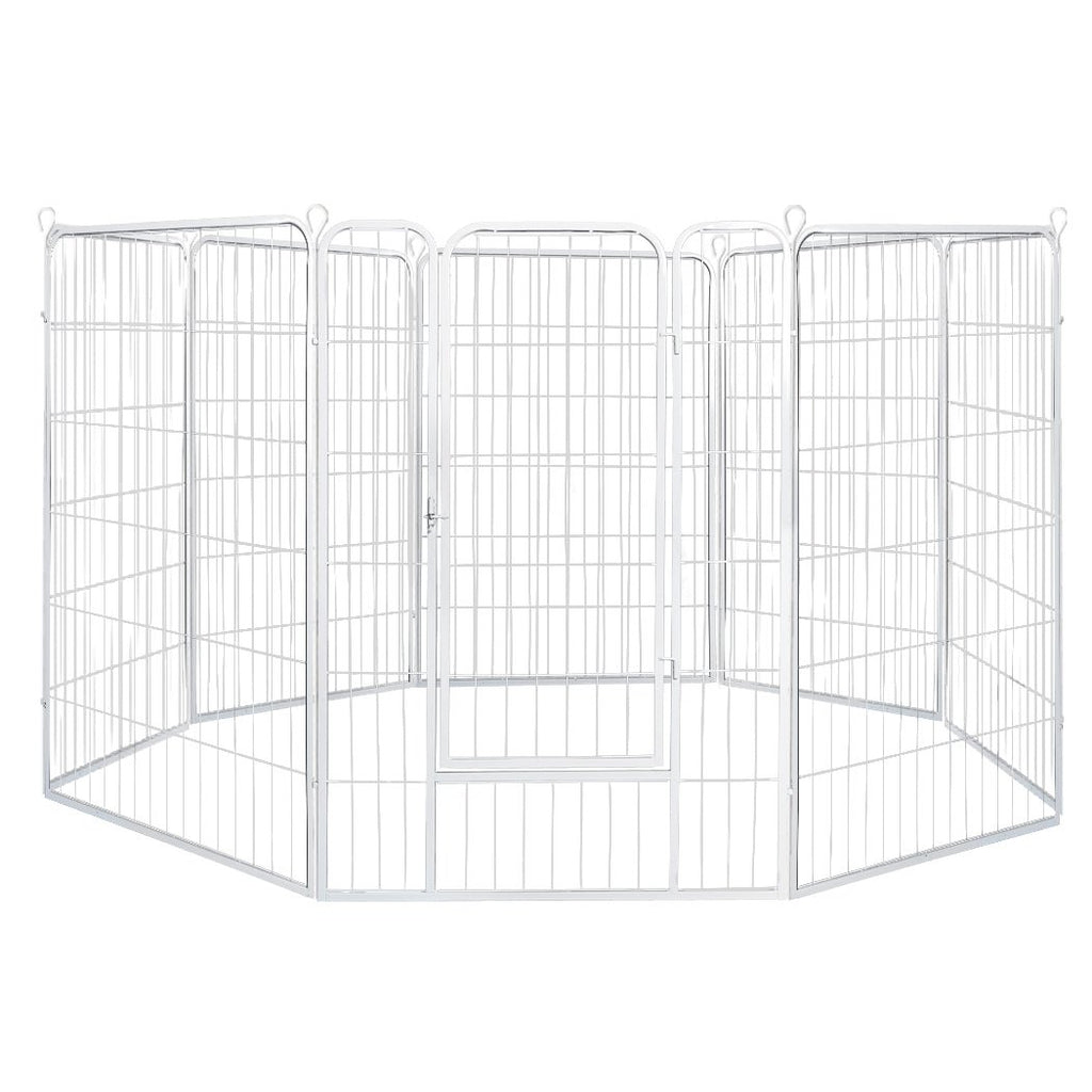 8 Panel 40'' Puppy Exercise Playpen Enclosure - White - House Of Pets Delight (HOPD)