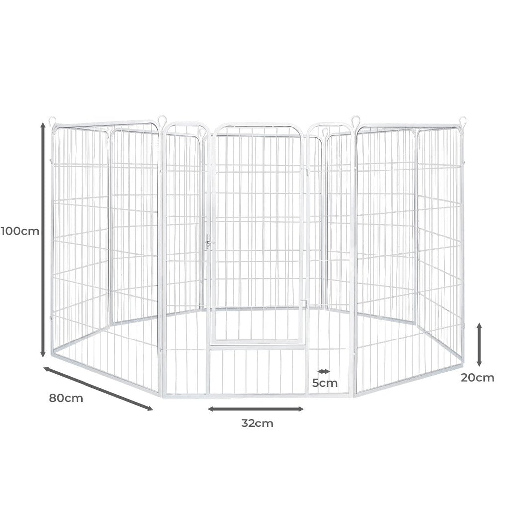 8 Panel 40'' Puppy Exercise Playpen Enclosure - White - House Of Pets Delight (HOPD)