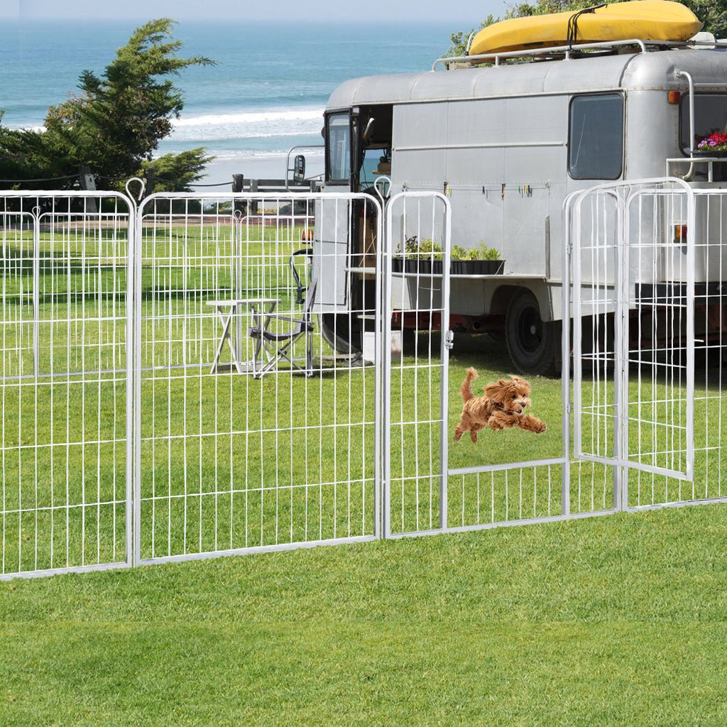 8 Panel 40'' Puppy Exercise Playpen Enclosure - White - House Of Pets Delight (HOPD)