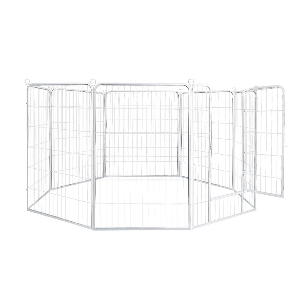 8 Panel 48'' Puppy Exercise Playpen Enclosure - White - House Of Pets Delight (HOPD)