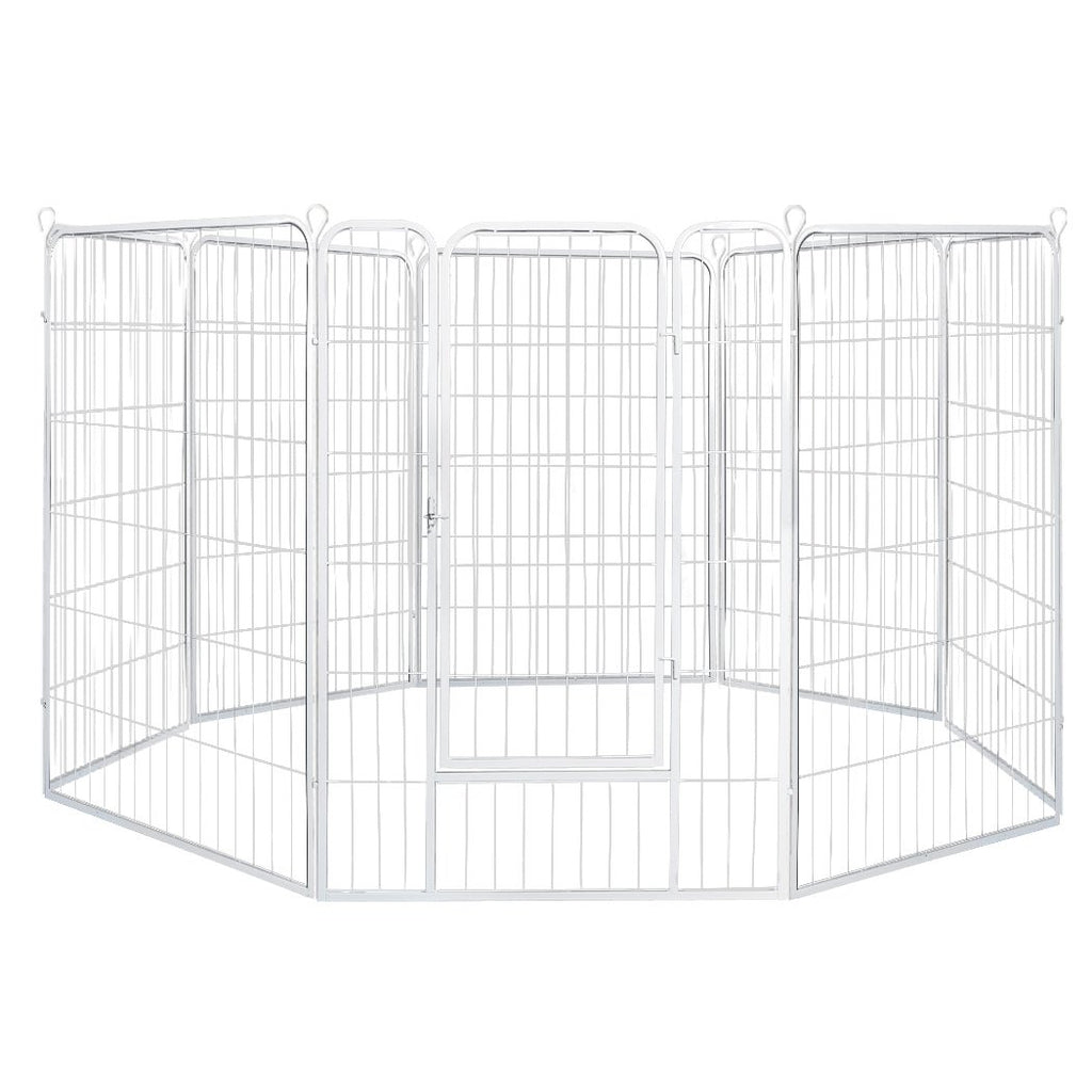 8 Panel 48'' Puppy Exercise Playpen Enclosure - White - House Of Pets Delight (HOPD)