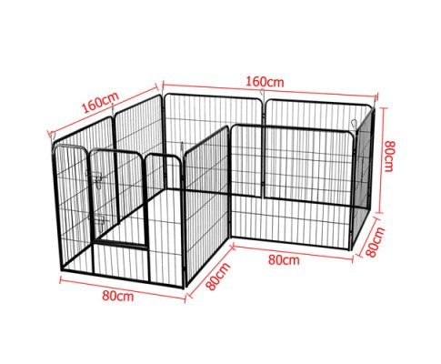 8 Panels Pet Dog Exercise Playpen Crate 80CM - House Of Pets Delight (HOPD)