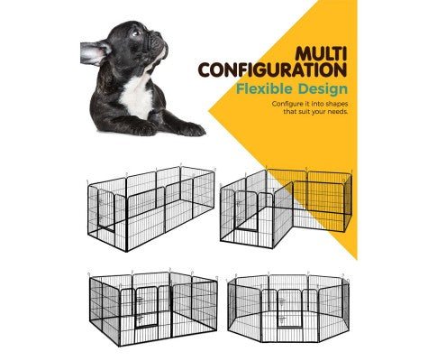 8 Panels Pet Dog Exercise Playpen Crate 80CM - House Of Pets Delight (HOPD)