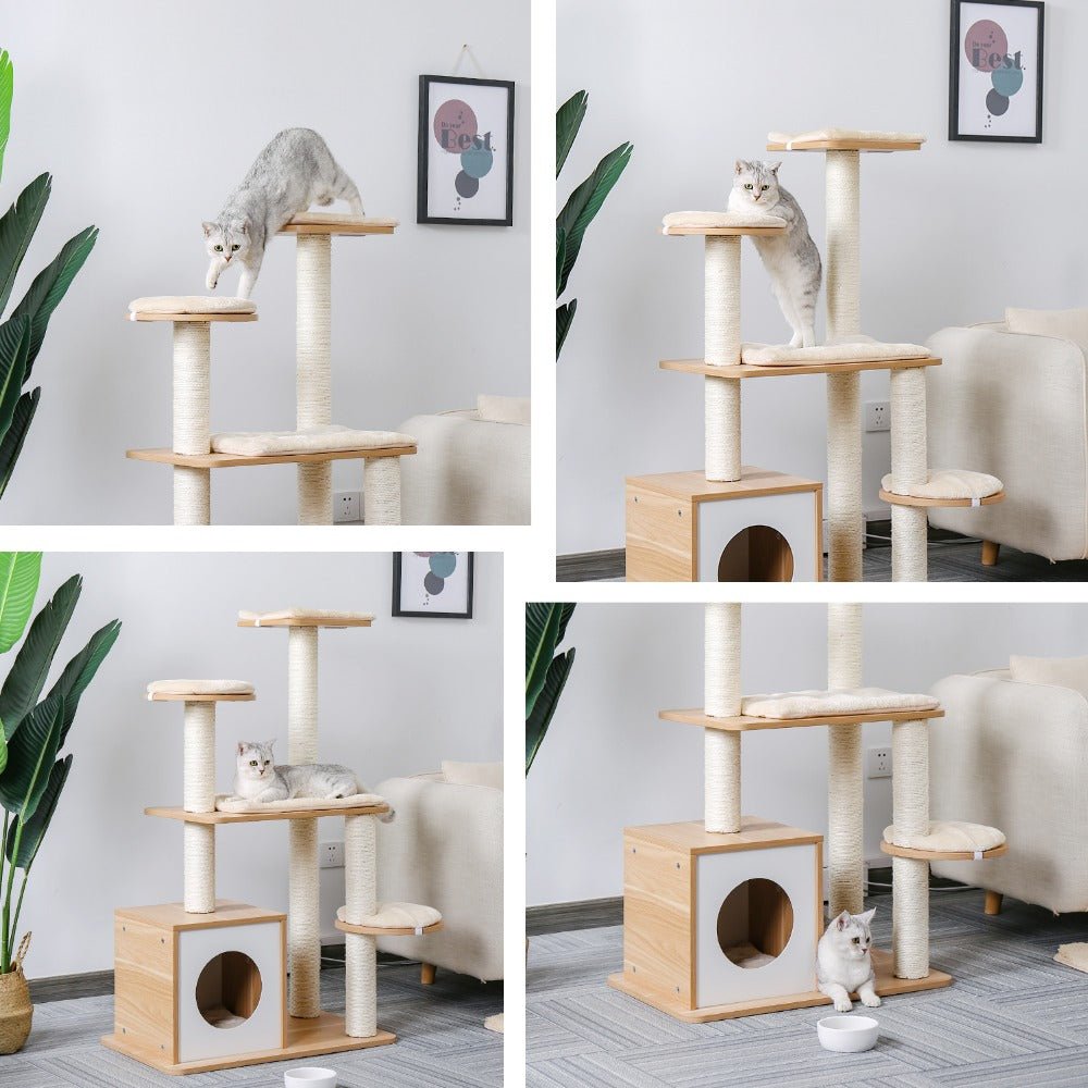 A Modern Wonderland Pet Cat Condo Tree With Scratcher XL - House Of Pets Delight (HOPD)