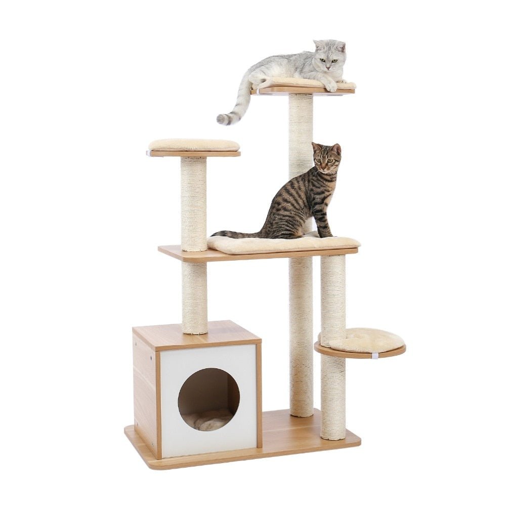 A Modern Wonderland Pet Cat Condo Tree With Scratcher XL - House Of Pets Delight (HOPD)