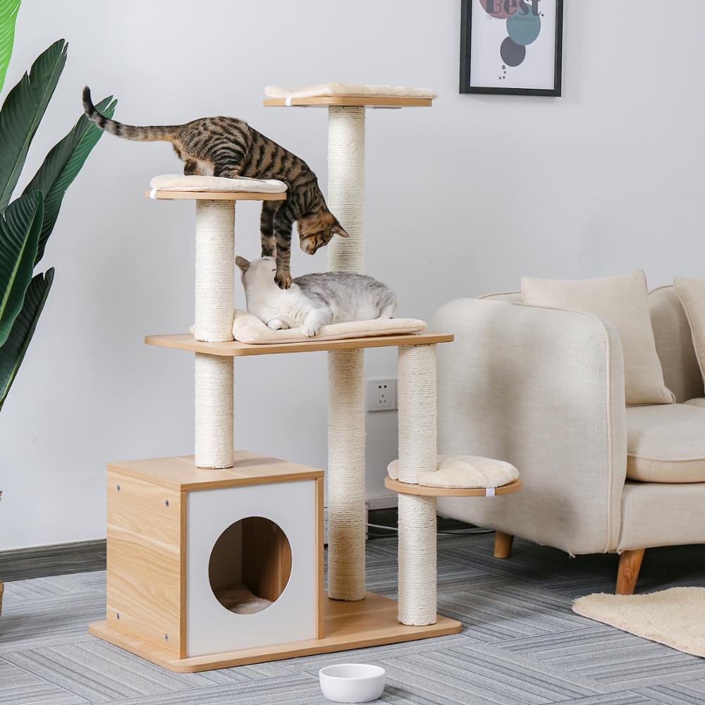 A Modern Wonderland Pet Cat Condo Tree With Scratcher XL - House Of Pets Delight (HOPD)
