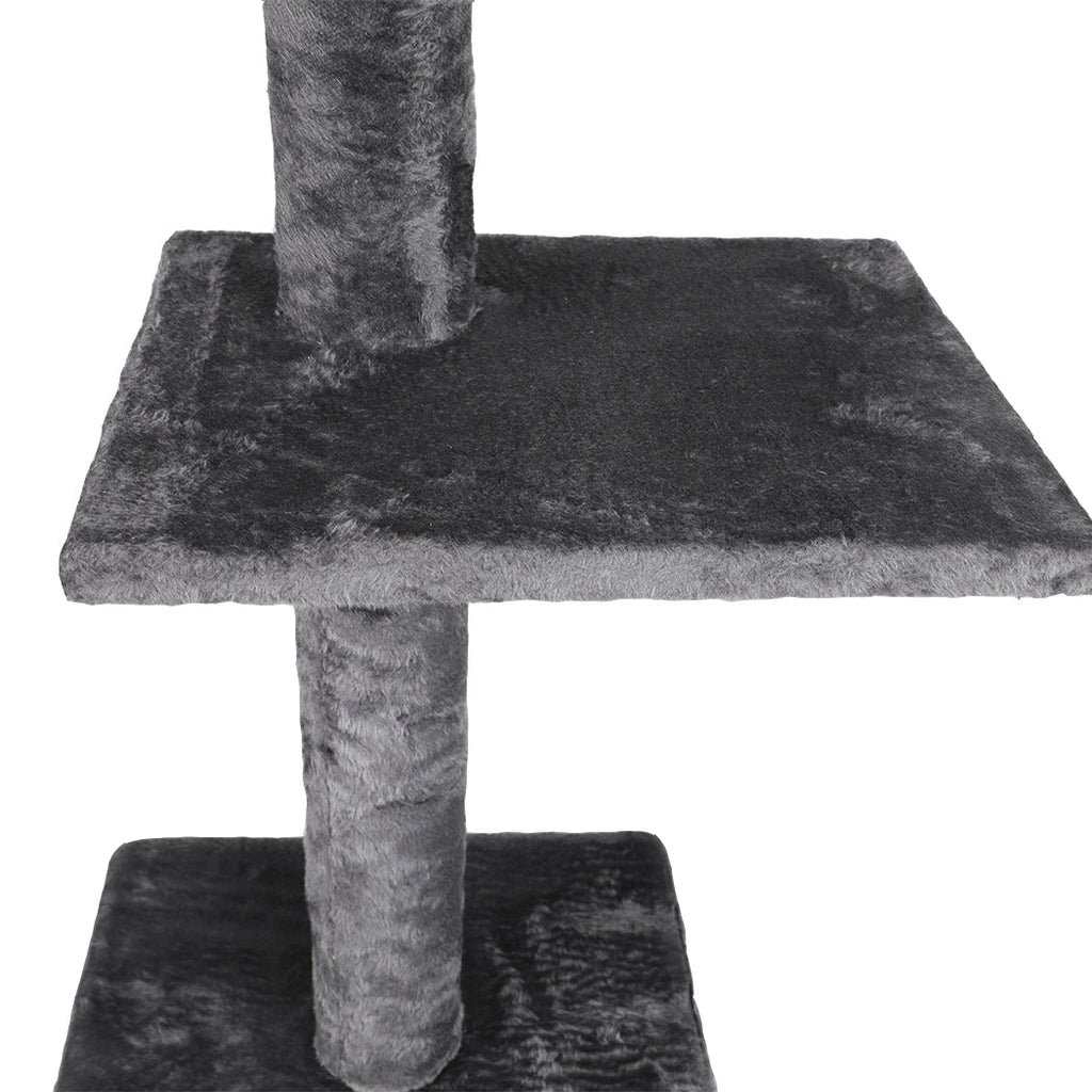 Adjustable Height Cat Scratching Post Tree with Cubby House - Charcoal - House Of Pets Delight (HOPD)