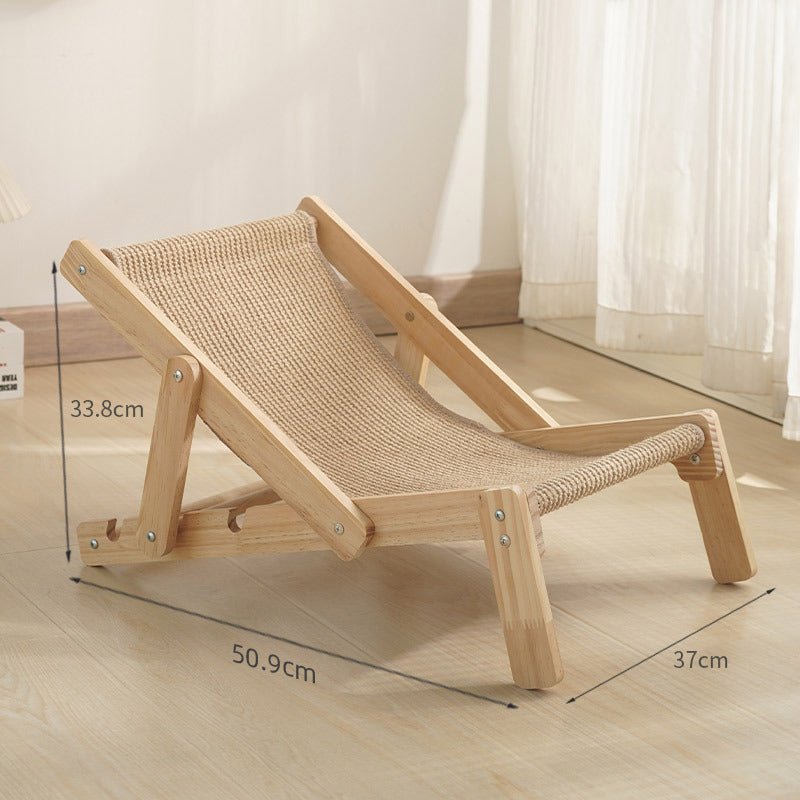 Adjustable Wooden Cat Lounge Chair - Comfortable Woven Hammock for Cats - House Of Pets Delight (HOPD)