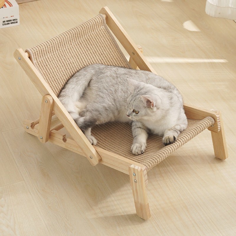 Adjustable Wooden Cat Lounge Chair - Comfortable Woven Hammock for Cats - House Of Pets Delight (HOPD)