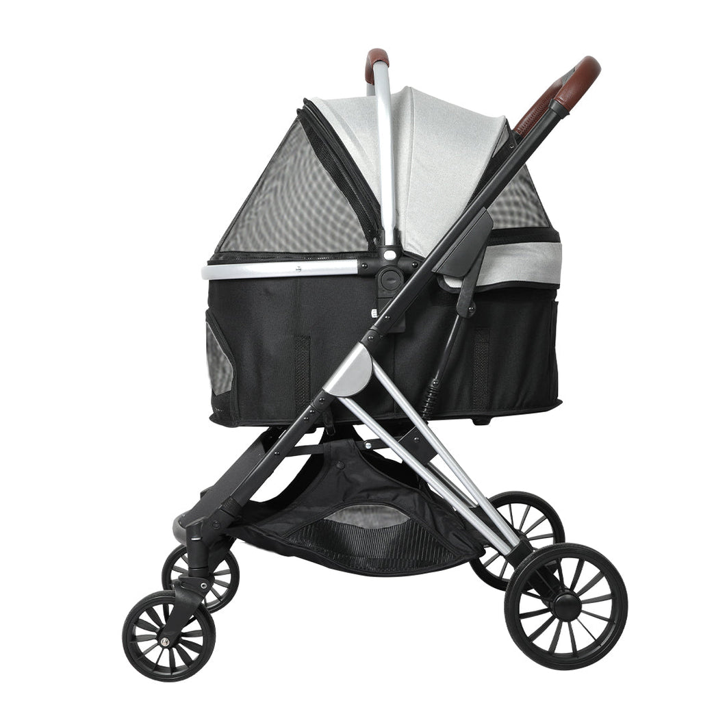 Aluminium 4 Wheel Pet Stroller Carrier - Grey - House Of Pets Delight (HOPD)