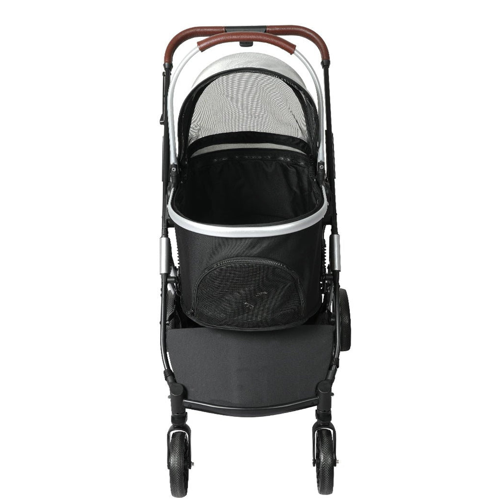 Aluminium 4 Wheel Pet Stroller Carrier - Grey - House Of Pets Delight (HOPD)