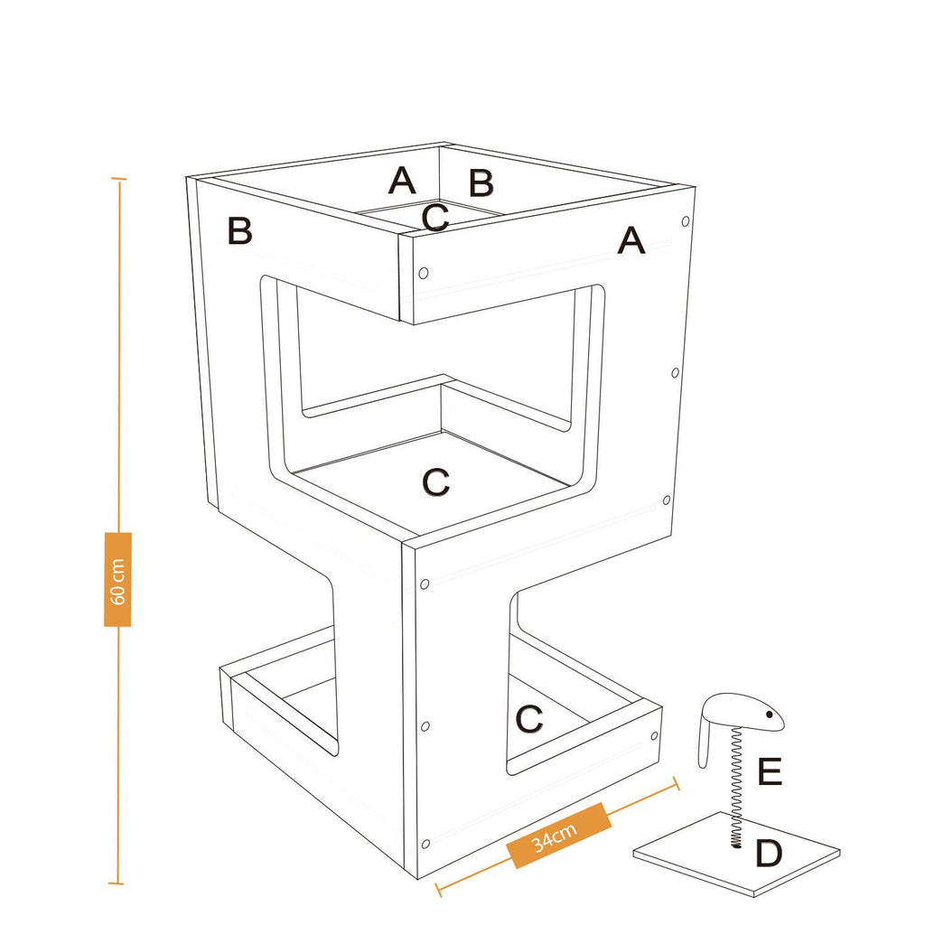 Bedside Table Cat Condo 60cm in Beige - House Of Pets Delight (HOPD)