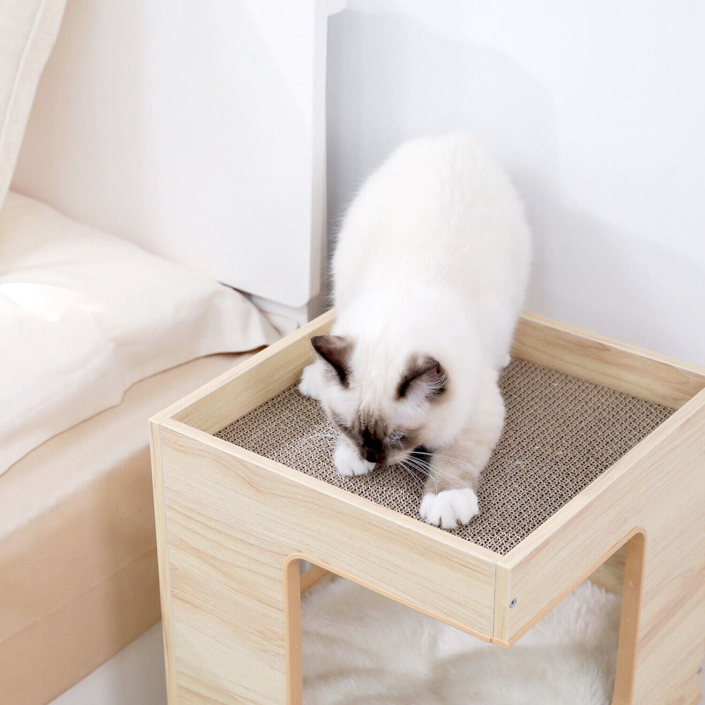 Bedside Table Cat Condo 60cm in Beige - House Of Pets Delight (HOPD)