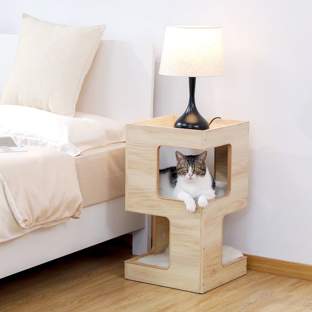 Bedside Table Cat Condo 60cm in Beige - House Of Pets Delight (HOPD)