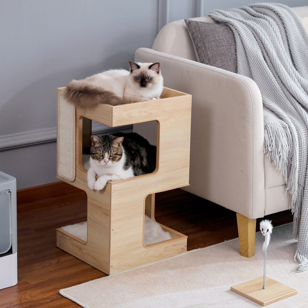 Bedside Table Cat Condo 60cm in Beige - House Of Pets Delight (HOPD)