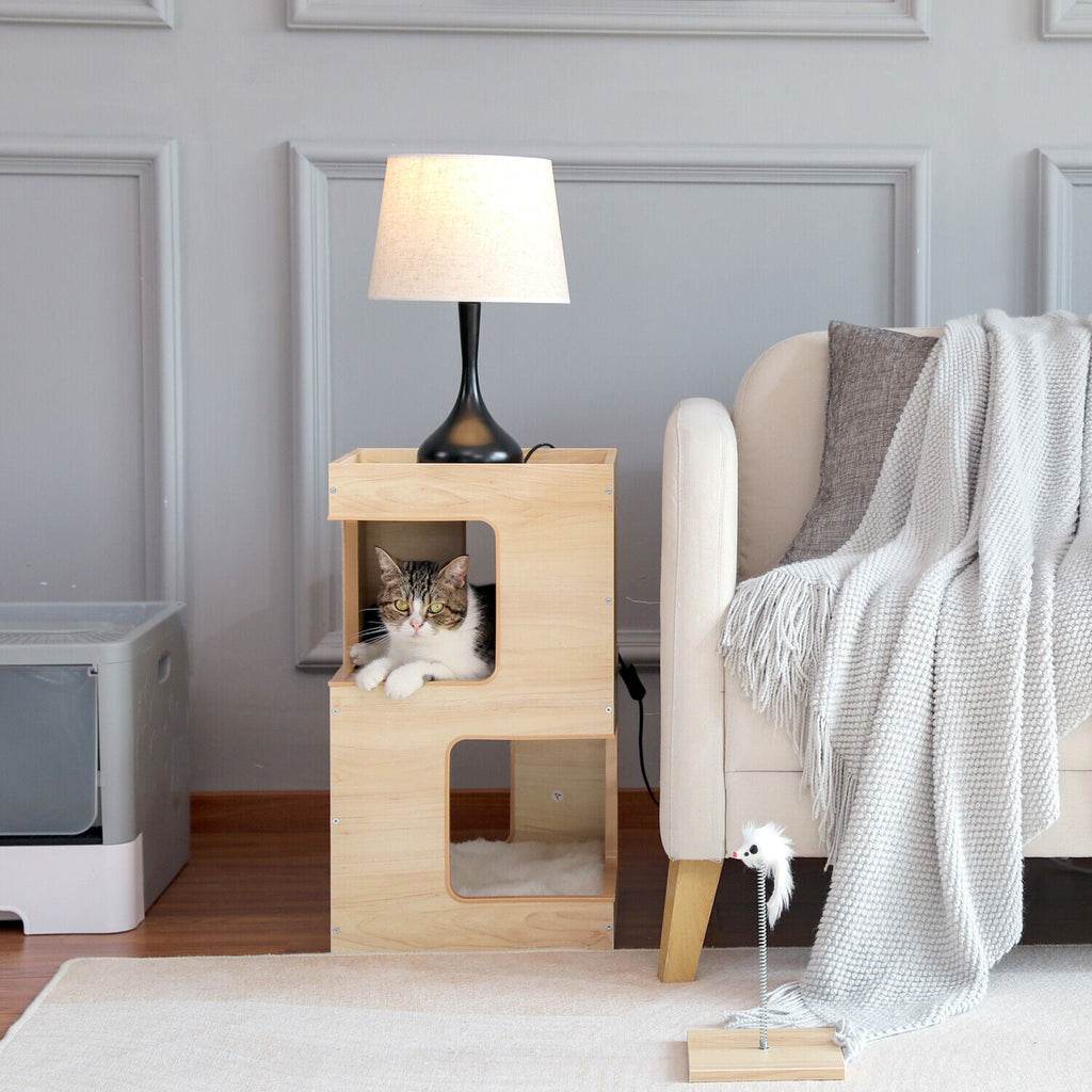 Bedside Table Cat Condo 60cm in Beige - House Of Pets Delight (HOPD)