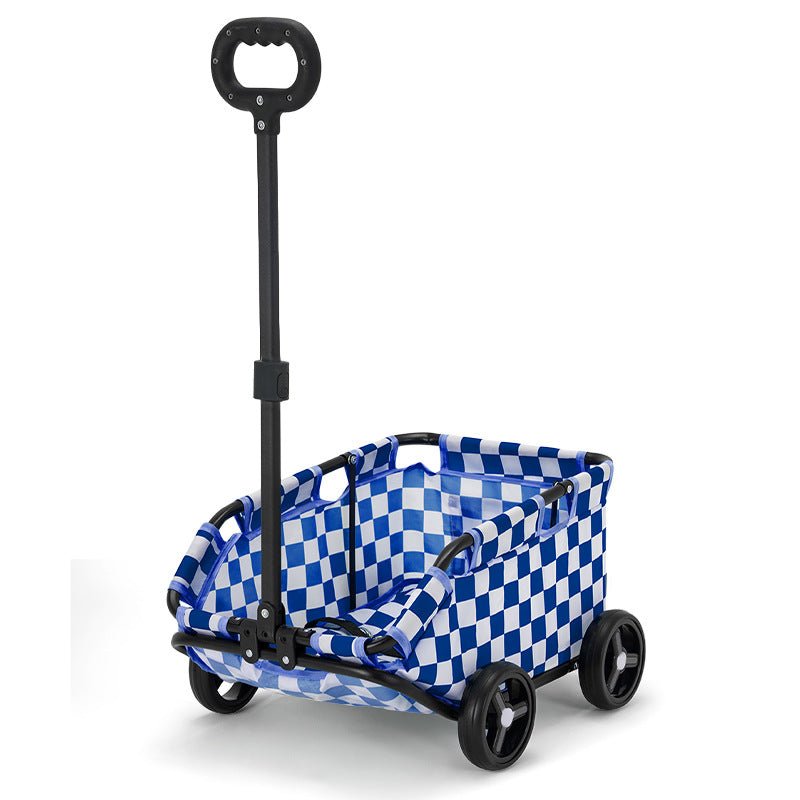 Blue Foldable Pet Travel Wagon for Small Dogs - Lightweight and Portable - House Of Pets Delight (HOPD)