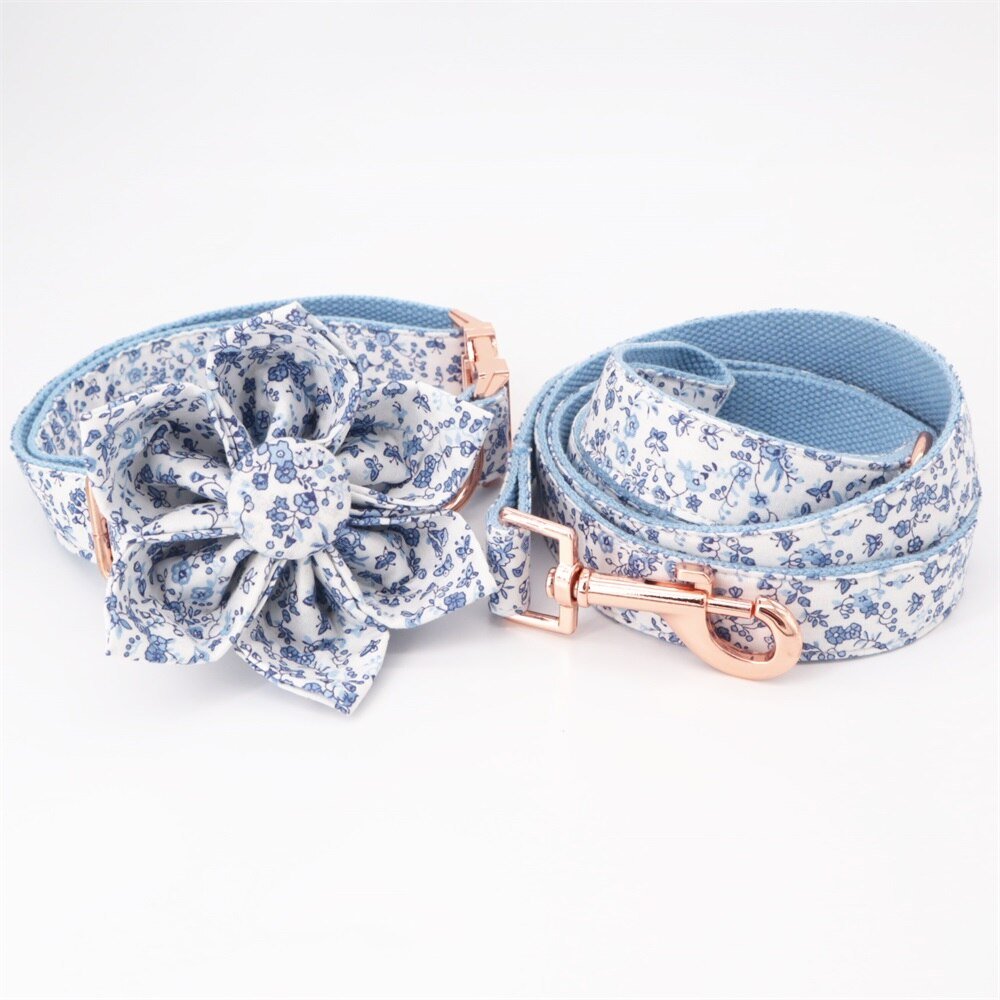 Blue Wonderland Flower Collar & Lead Set - House Of Pets Delight (HOPD)