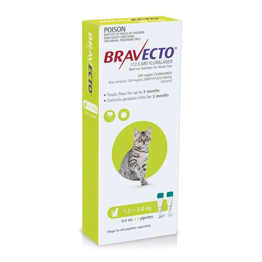 BRAVECTO SPOT - ON FOR SMALL CATS 1.2 - 2.8KG 2 PACK - House Of Pets Delight (HOPD)