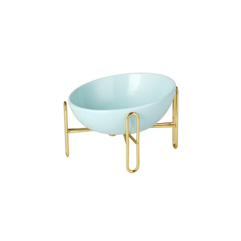 Bronze Stand Ceramic Pet Bowl in Tiffany - House Of Pets Delight (HOPD)