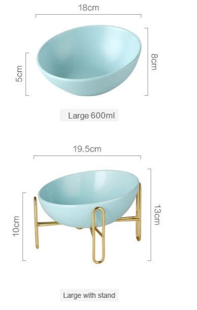 Bronze Stand Ceramic Pet Bowl in Tiffany - House Of Pets Delight (HOPD)