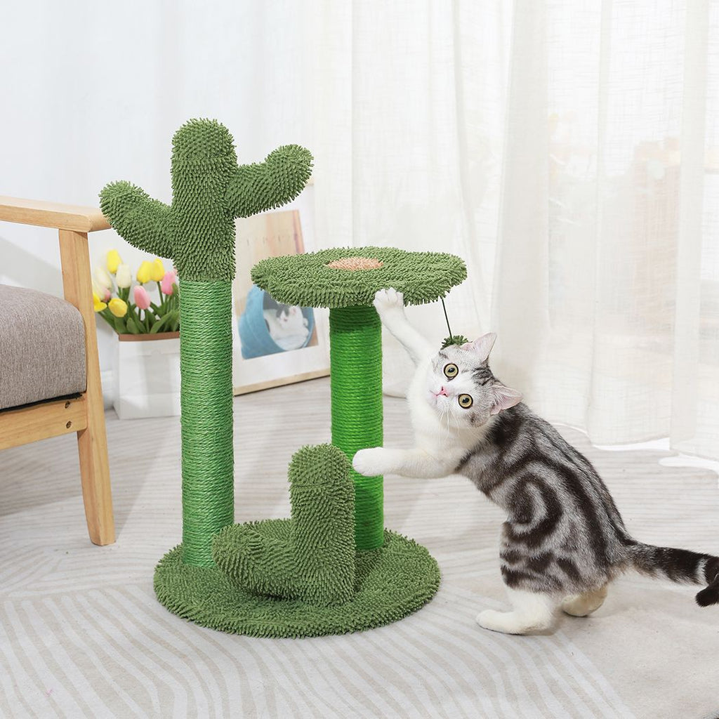 Cactus Cat Scratching Post Tree Pole - Green - House Of Pets Delight (HOPD)