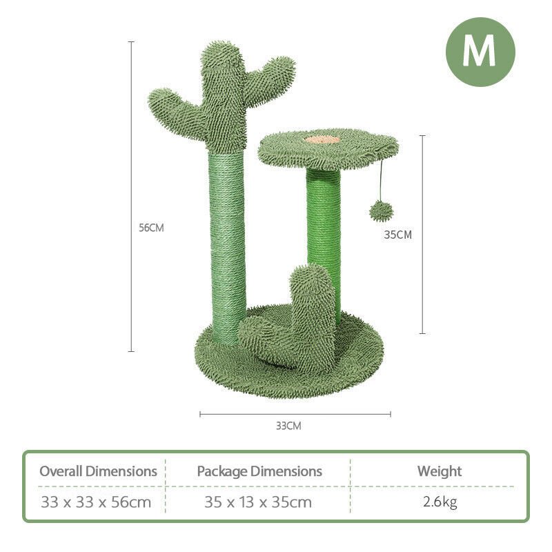 Cactus Cat Scratching Post Tree Pole - Green - House Of Pets Delight (HOPD)