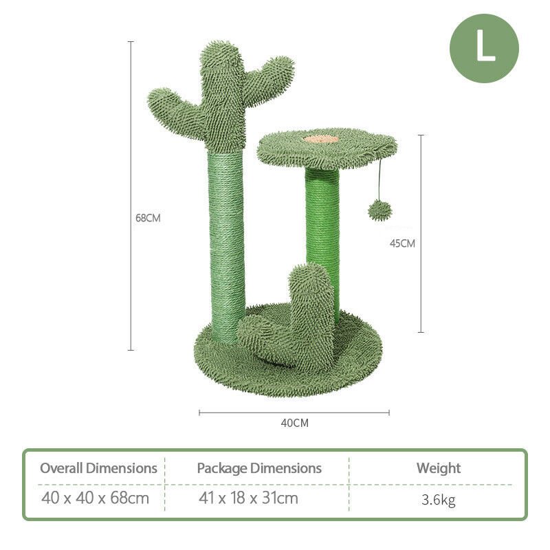 Cactus Cat Scratching Post Tree Pole - Green - House Of Pets Delight (HOPD)