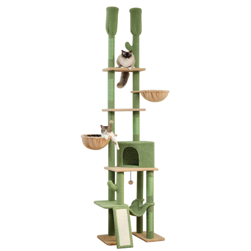 Cactus Cat Tree Tower Scratching Post Scratcher Adjustable Height 216 - 285cm - House Of Pets Delight (HOPD)