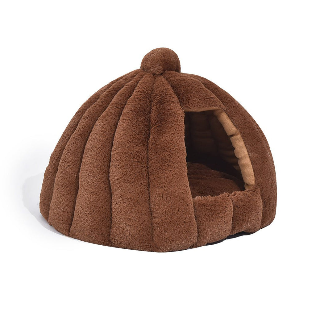 Cat Castle Igloo Round Nest Cave Brown - House Of Pets Delight (HOPD)