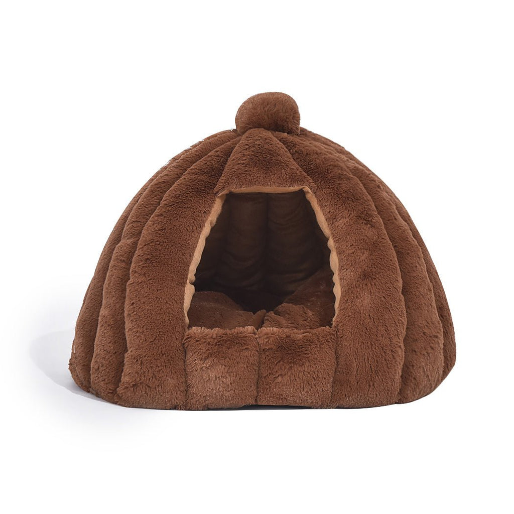 Cat Castle Igloo Round Nest Cave Brown - House Of Pets Delight (HOPD)