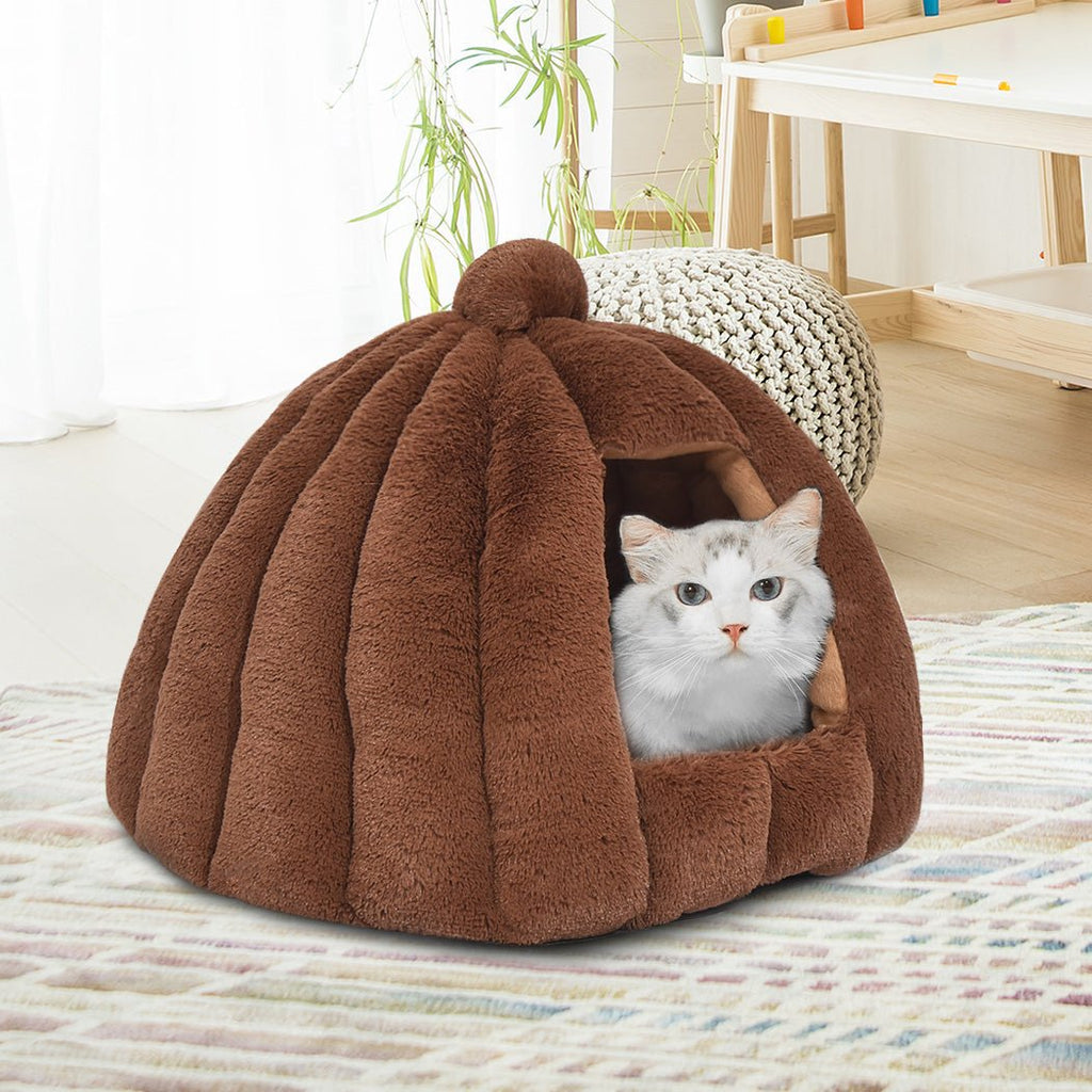 Cat Castle Igloo Round Nest Cave Brown - House Of Pets Delight (HOPD)