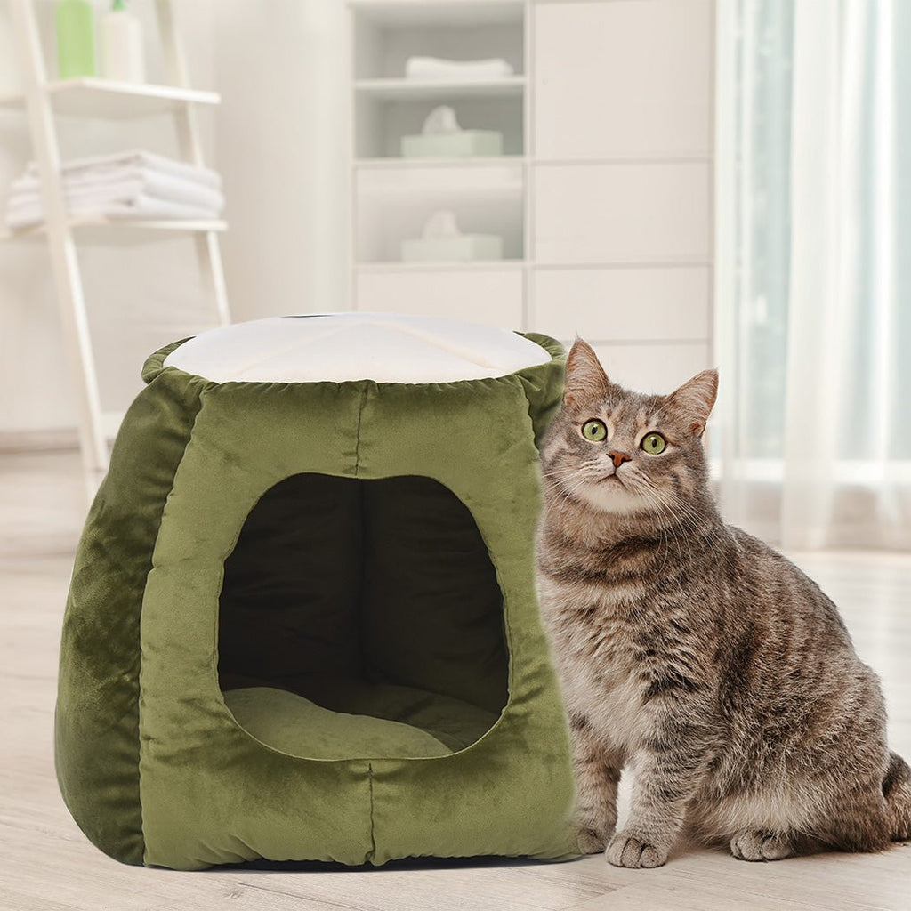 Cat Castle Igloo Round Nest Cave Green L - House Of Pets Delight (HOPD)